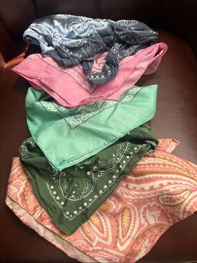 Multicolor Bandana Set - Navy, Pink, Mint, Olive, Coral